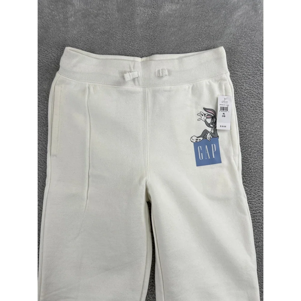 GAP Bugs Bunny Looney Tunes Fleece Joggers XL 12 Off White Kids Streetwear Sweat
